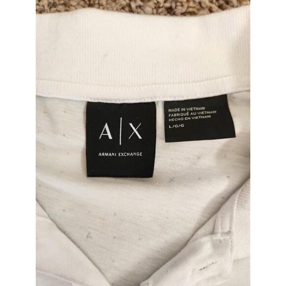 Armani Exchange A|X Shirt Men's Large White Short Sleeve Pocket Polo Logo Print - Picture 4 of 6